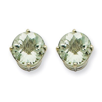 8mm Round Green Quartz Earrings 14k White Gold XE75WCG, MPN: XE75WCG, 883957098975