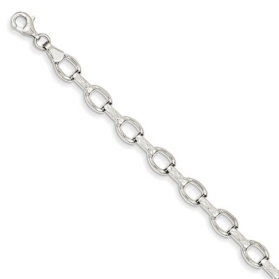 7in Diamond-cut Satin Polished Fancy Bracelet 7 Inch 14k White Gold SF703-7, MPN: SF703-7, 88677456…