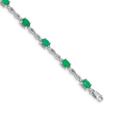 Emerald Bracelet 14k White Gold Diamond BM4488-EM-025-WA, MPN: BM4488-EM-025-WA, 883957453651