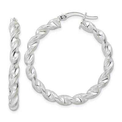 Textured Twisted Circle Hoop Earrings Sterling Silver Polished QE15886, MPN: QE15886, 196904151662