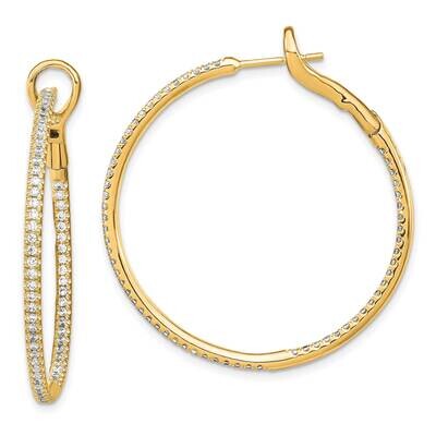 Si1/Si2, G H I, In &amp; Out Hoop Earrings 14k Gold Lab Grown Diamond EM7950-100-YLG, MPN: EM7950-100-Y…