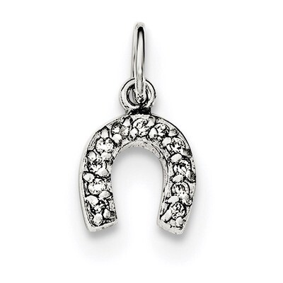 Horseshoe CZ Diamond Charm Sterling Silver Polished QC8647, MPN: QC8647, 191101364600