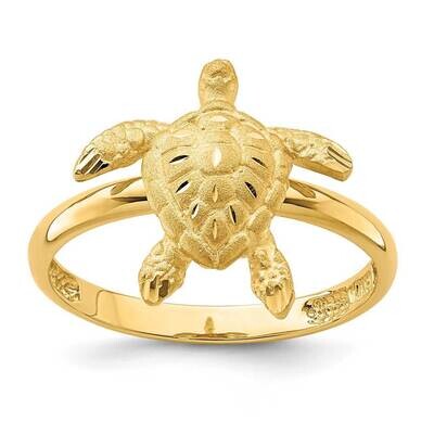 Diamond-cut Turtle Ring 14k Gold Brushed &amp; Polished D4731, MPN: D4731, 196904063194