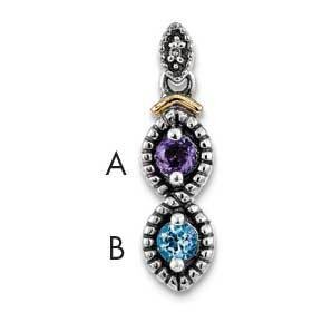 Two-Stone and Diamond Mother&#39;s Pendant Sterling Silver &amp; 14k Gold QMPD28/2SY, MPN: QMPD28_2--6, 886…