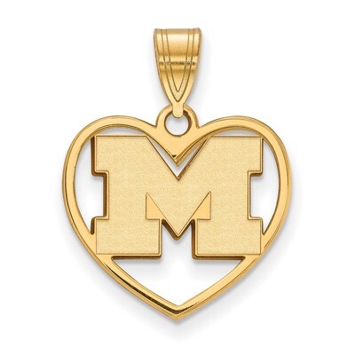 Michigan University of Pendant in Heart Gold-plated Sterling Silver GP018UM, MPN: GP018UM, 88677492…