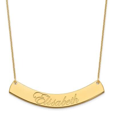 Polished Curved Edwardian Script Bar Necklace 14k Gold Large XNA1227Y, MPN: XNA1227Y,