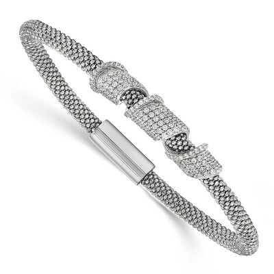 CZ Diamond Mesh Bracelet 7.5 Inch Sterling Silver Rhodium-plated QB962, MPN: QB962,