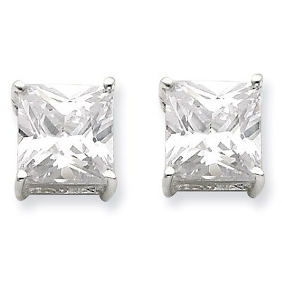 8mm Square Diamond Basket Set Stud Earrings Sterling Silver QE7508, MPN: QE7508, 191101786969