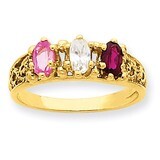 3 Birthstones Family Ring 14k Yellow Gold XMR52/3, MPN: XMR52/3, 191101539008