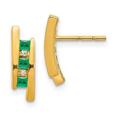 Emerald Earrings 14k Gold Diamond EM5614-EM-002-YA, MPN: EM5614-EM-002-YA, 883957414072
