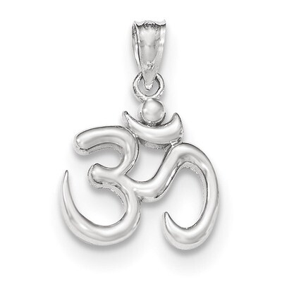 Polished Om Symbol Pendant 14k white Gold K5438, MPN: K5438, 191101360664