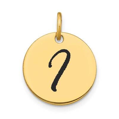 Letter I Black Epoxy Initial Disk Charm 14k Gold Polished YC1436I, MPN: YC1436I, 196904086025