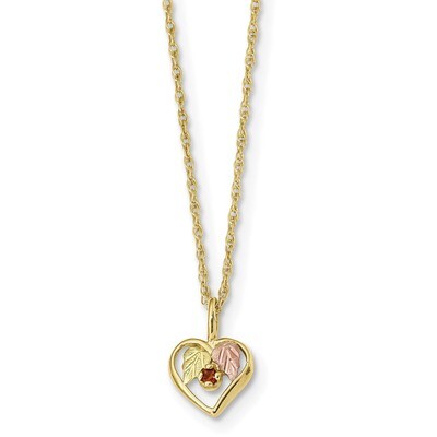 18 Inch Black Hills Gold Heart Garnet Necklace 10k Tri-color 10BH723-18, MPN: 10BH723-18, 784715550…