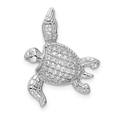CZ Diamond Sea Turtle Slide Sterling Silver Rhodium-Plated QP5674, MPN: QP5674,