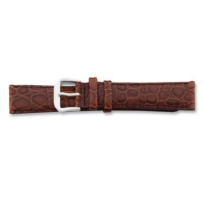 20mm Long Brown Alligator Grain Watch Band 8.5 Inch Silver-tone Buckle BA23LW-20, MPN: BA23LW-20, 8…