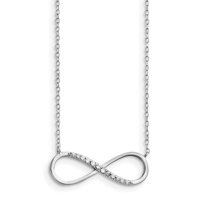 CZ Infinity 2 In Ext Necklace Sterling Silver Rhodium-plated QG3478-16, MPN: QG3478-16, 191101194771