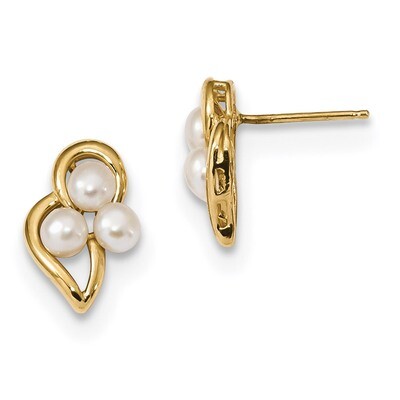 3-4mm White Button Freshwater Cultured Pearl Post Earrings 14k Gold XF602E, MPN: XF602E, 1911014342…