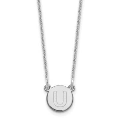 Tiny Circle Block Initial Letter U Necklace 14k White Gold XNA722W/U, MPN: XNA722W/U, 196904090053