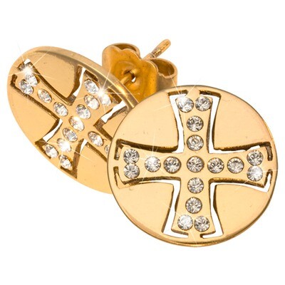 Nikki Lissoni Celtic Cross Stud Earrings Gold-Plated 15mm EA2005GS, MPN: EA2005GS, 8719075300671