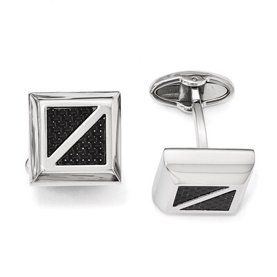 Polished with Black Carbon Fiber Square Cufflinks - Stainless Steel SRC301 by Chisel, MPN: SRC301, …