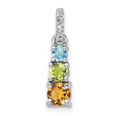 .78T.W. Pe Ci Lsbt Wt 3-Stone Pendant Sterling Silver Rhodium-Plated QP5717RB, MPN: QP5717RB,