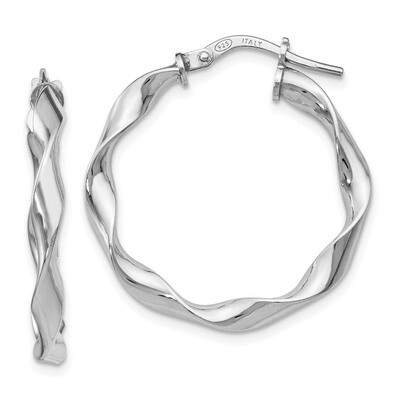 Leslie&#39;s Twisted Hoop Earrings Sterling Silver Polished HB-QLE950, MPN: QLE950, 191101559860