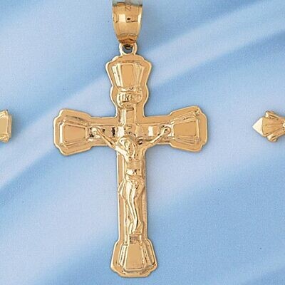 Dazzlers Jewelry Jesus Christ on Cross Pendant Necklace Charm Bracelet in Yellow, White or Rose Gol…