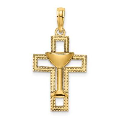 Cross with Communion Cup Charm 14k Gold Polished K8546, MPN: K8546, 637218079551
