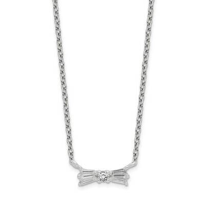 Bow Necklace with 1.25 inch Extender Sterling Silver CZ Diamond QG5414-16, MPN: QG5414-16, 88677409…