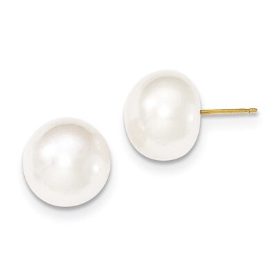 12-13mm White Button Cultured Pearl Stud Earrings 14k Gold X120BW, MPN: X120BW, 191101432958