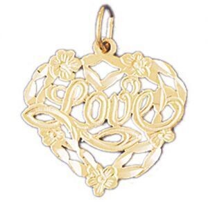 Dazzlers Jewelry Love Pendant Necklace Charm Bracelet in Yellow, White or Rose Gold 10204, MPN: DZ-…