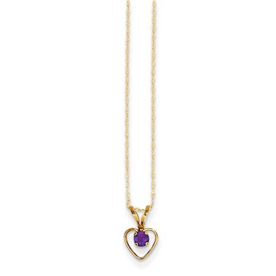 3mm Amethyst Heart Birthstone Necklace 15 Inch - 14k Gold GK401-15 by Madi K, MPN: GK401-15, 886774…