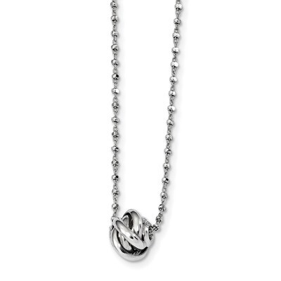 Love Knot Diamond-cut Chain Necklace 18 Inch Sterling Silver Rhodium-plated Polished QG4340-18, MPN…