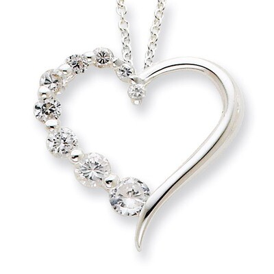 Diamond Heart Journey Necklace Sterling Silver QG2639-18, MPN: QG2639-18, 723252526233