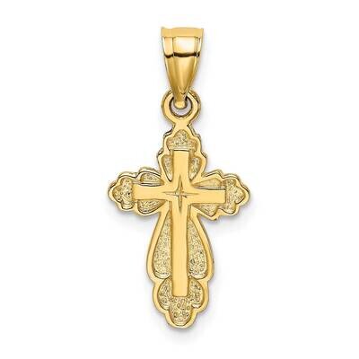 Textured Cross Charm 14k Gold Solid Polished K8340, MPN: K8340, 637218015979