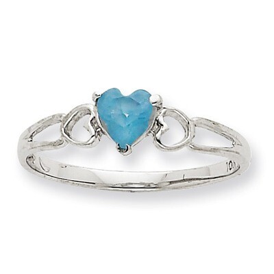 Polished Geniune Aquamarine Birthstone Ring 10k White Gold 10XBR168, MPN: 10XBR168, 191101091308