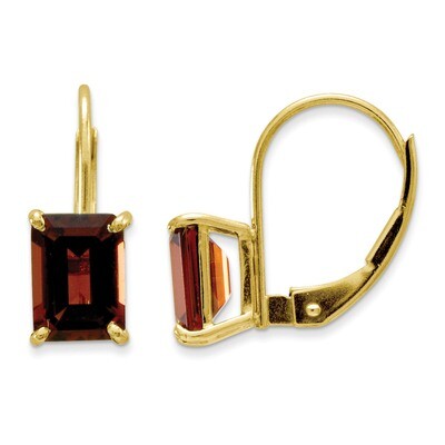 7x5mm Emerald Cut Garnet Leverback Earrings 14k Gold XLB124GA, MPN: XLB124GA, 883957130088