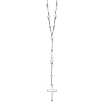 Beaded Fwc Pearl Cross with 2 Inch Extension Necklace Sterling Silver Rhodium-Plated QG6061-16, MPN…