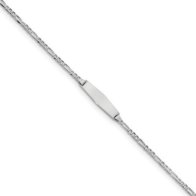 7 Inch Figaro Link Soft Diamond Shape ID Bracelet 14k white Gold FG60IDCW-7, MPN: FG60IDCW-7, 88395…