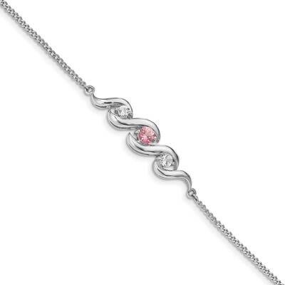 Clear &amp; Pink Swarovski Topaz Bracelet 10k White Gold 10SV256W, MPN: 10SV256W,