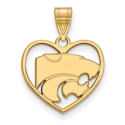 Kansas State University Pendant in Heart Gold-plated Silver GP017KSU, MPN: GP017KSU, 886774921112