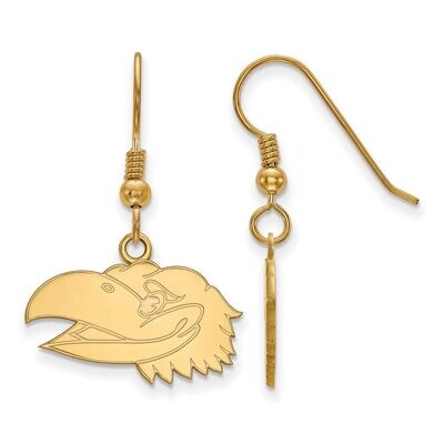University of Kansas Small Dangle Earring Wire Gold-plated Silver GP044UKS, MPN: GP044UKS, 88677494…