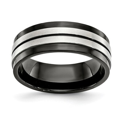 Black IP-plated 8mm Band Stainless Steel Brushed and Polished SR628 by Chisel, MPN: SR628, 19110102…
