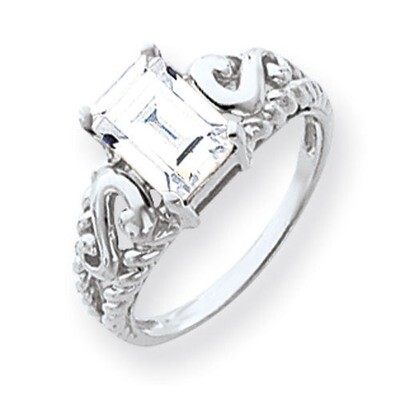 Cubic Zirconia Ring 14k white Gold 8x6mm Emerald Cut Y4678CZ Diamond, MPN: Y4678CZ, 883957592169