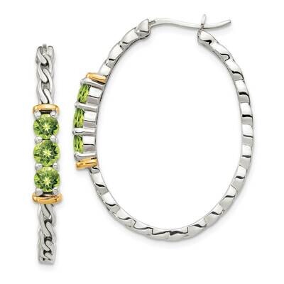 Peridot Hoop Earrings Sterling Silver with 14k Gold Accent QTC1654, MPN: QTC1654, 883957341125