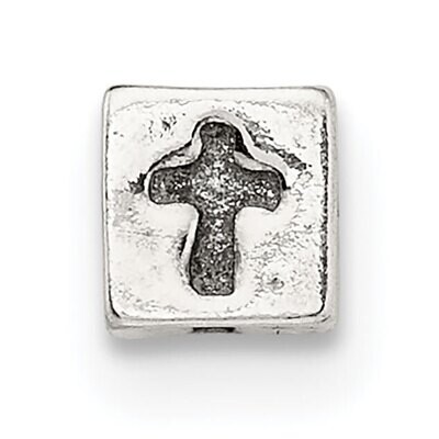 Small CroSterling Silver Block Bead Sterling Silver Polished SS5023, MPN: SS5023,