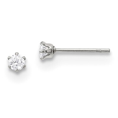 3mm Diamond CZ Stud Post Earrings Stainless Steel Polished SRE1086 by Chisel, MPN: SRE1086, 1911018…