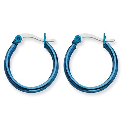 Blue IP plated 19mm Hoop Earrings - Stainless Steel SRE423 by Chisel, MPN: SRE423, 886774039480