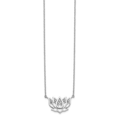 Lotus Flower Necklace 14k White Gold Diamond PM3810-008-WA, MPN: PM3810-008-WA, 883957762487