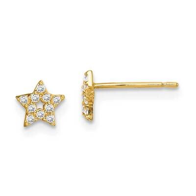 Star Post Earrings 14k Gold CZ Diamond GK1022 by Madi K, MPN: GK1022, 191101901218